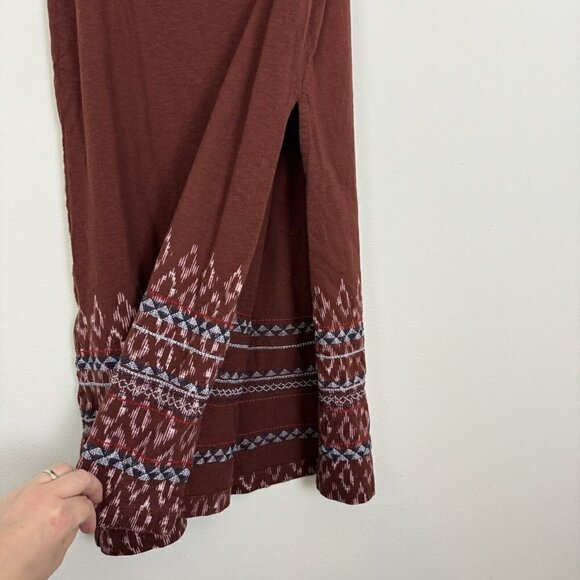 Eddie Bauer Outdoor Brown Orange Maxi Skirt Embroidered Aztec Print Size XS - Picture 4 of 7